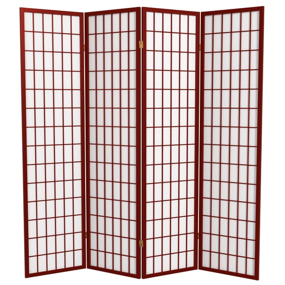 6 ft. Tall Window Pane Shoji Screen Room Divider - Rosewood - 4 Foldable Panels