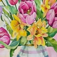 thumbnail image 5 of JEUXUS Home Bathtubs Bathroom Curtain Decoration Pink Yellow Tulip Butterfly Flowers Pink Stripes Shower Curtain Multiple Sizes White, 5 of 7