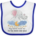 thumbnail image 3 of Inktastic My Auntie Loves Me to the Moon and Back Elephant Family Boys or Girls Baby Bib, 3 of 4