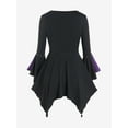 thumbnail image 4 of Rosegal Women's Gothic Flare Sleeves Lace Up Two Tone Handkerchief Halloween Tee, 4 of 4