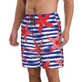 thumbnail image 2 of Kll Sea Stars Men'S Casual Summer Beach Shorts Hawaiian Shorts With Pockets-Large, 2 of 9