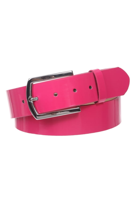 1 1/2" (38 mm) Snap On Nickel Free Faux Synthetic Patent Leather Fashion Plain Belt