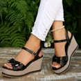 thumbnail image 6 of Orthopedic Sandals for Women Women's Fashion Casual Wrap-Around Buckle Summer Style Fashion Casual Color Matching Trend Eye-Catching Thick Bottom Wedge Heel Sandals Black, 6 of 8