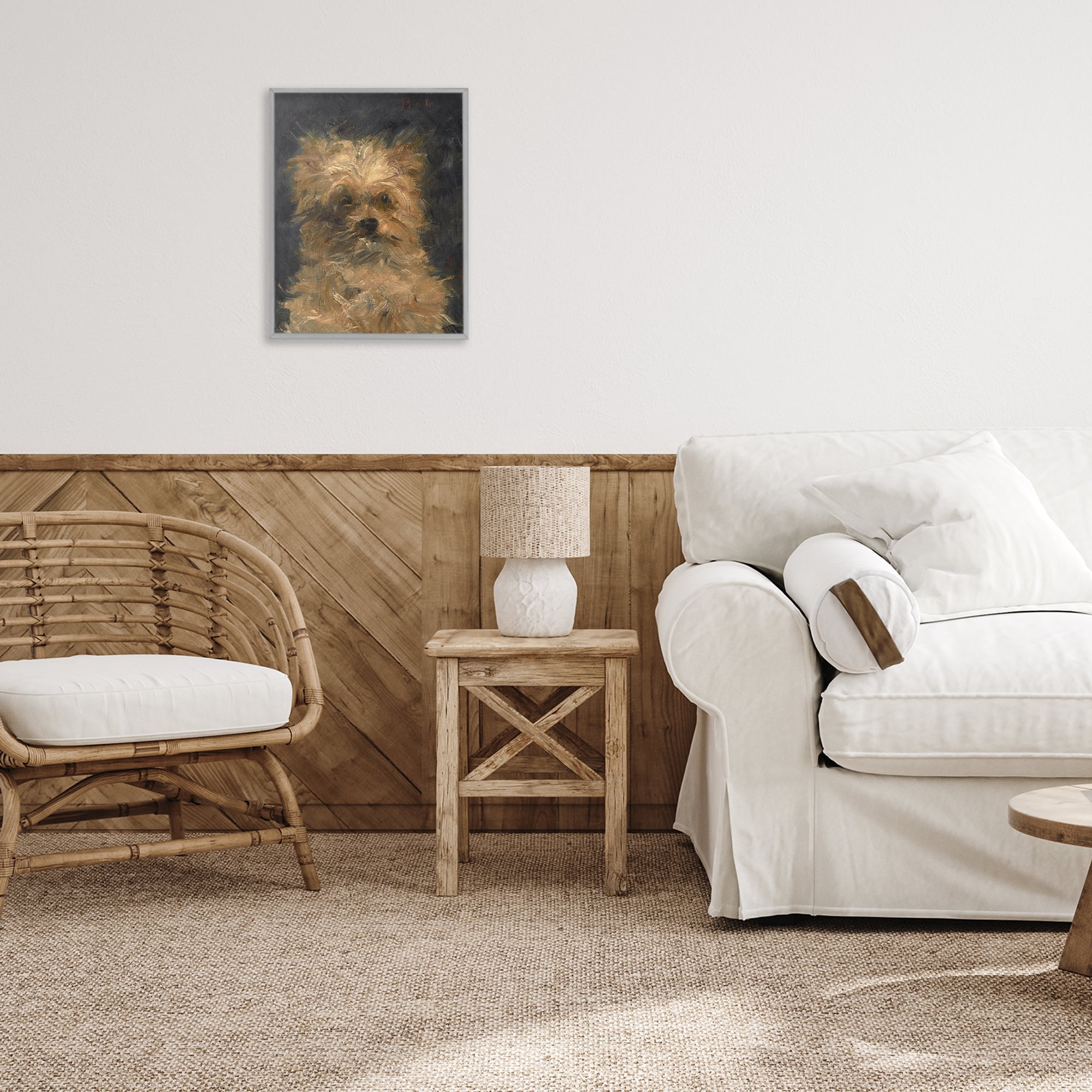 Stupell Industries Edouard Manet Dog Portrait Gray Framed Giclee Art, design by Lil' Rue