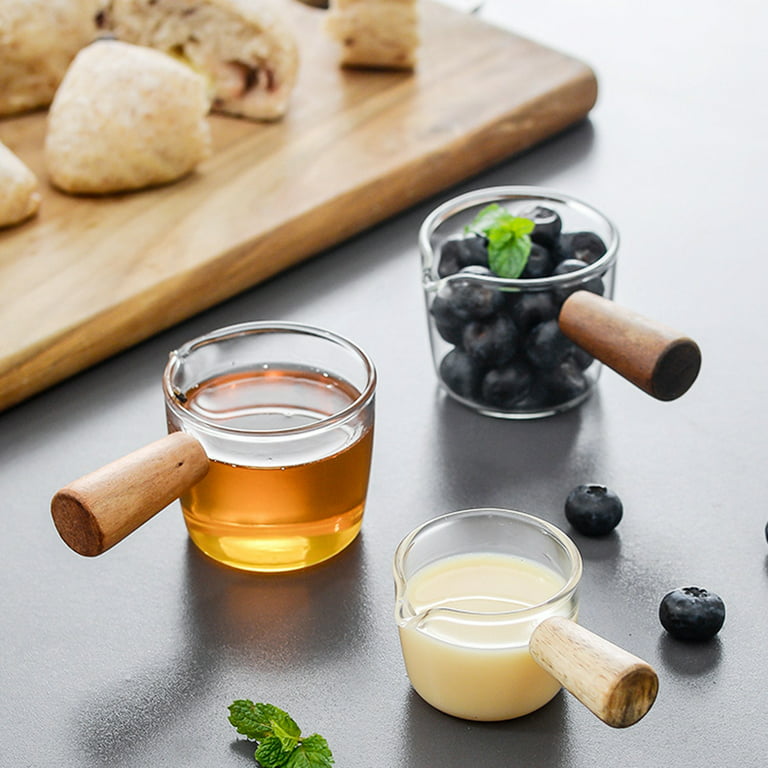 Small Pot Sauce Pan Glass Pots for Cooking Milk Pan Milk Pot Non Stick Mini Saucepan Butter Warmer with Wooden Handle Small Cookware for Heating
