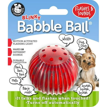 Blinky Babble Ball Interactive Dog Toy, Flashes & Talks When Touched, FLASHES...