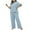 Blue 1, variant on LIaqionyy Women's Summer Pajamas 2 Piece Loungewear Set Plus Size Short Sleeve Button Down Shirts with Pants Sleepwear Sets