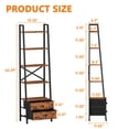 thumbnail image 3 of Rustic Brown 5-Tier Leaning Ladder Shelf With 2 Drawers Narrow Storage Bookcase For Bedroom Living Room Office, 3 of 8