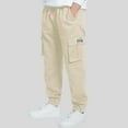 thumbnail image 2 of Akiihool Cargo Pants for Boys Boys Camo Pants Kids Pull On Drawstring Youth Camouflage Cargo Joggers(Khaki,9-10 Years), 2 of 6