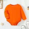 thumbnail image 2 of 6 Months Baby Girls Romper 12 Months Girls Long Sleeve Bodysuit Round Neck Solid Color Infant Girls One-piece Bodysuit Orange, 2 of 7