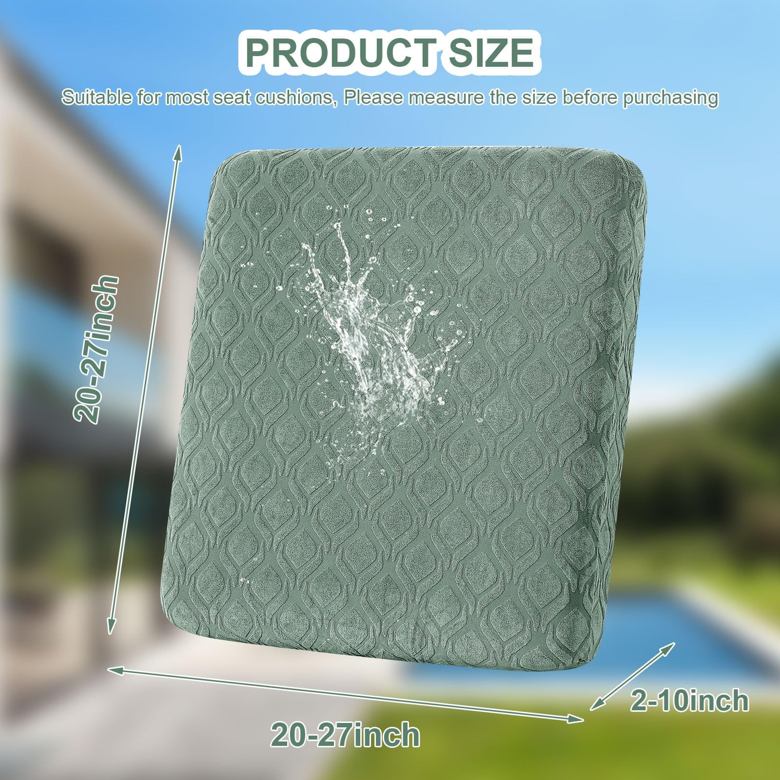 Patio Stretch Sofa Cushion Covers Outdoor Cushion Cover Replacement Couch Slipcover Sofa Seat Cover(Black, 6pcs)