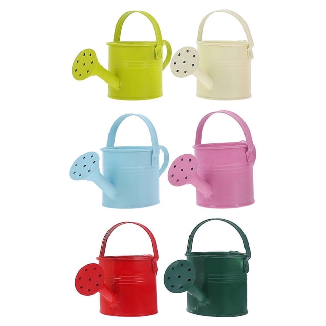 6pcs Creative Watering Tin Simple Watering Pot Durable Iron Sprinkling Kettle
