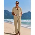 thumbnail image 2 of COOFANDY Mens Linen Sets Outfits 2 Piece Short Sleeve Button Down Shirts Summer Beach Pants Resort Wear Outfits, 2 of 6