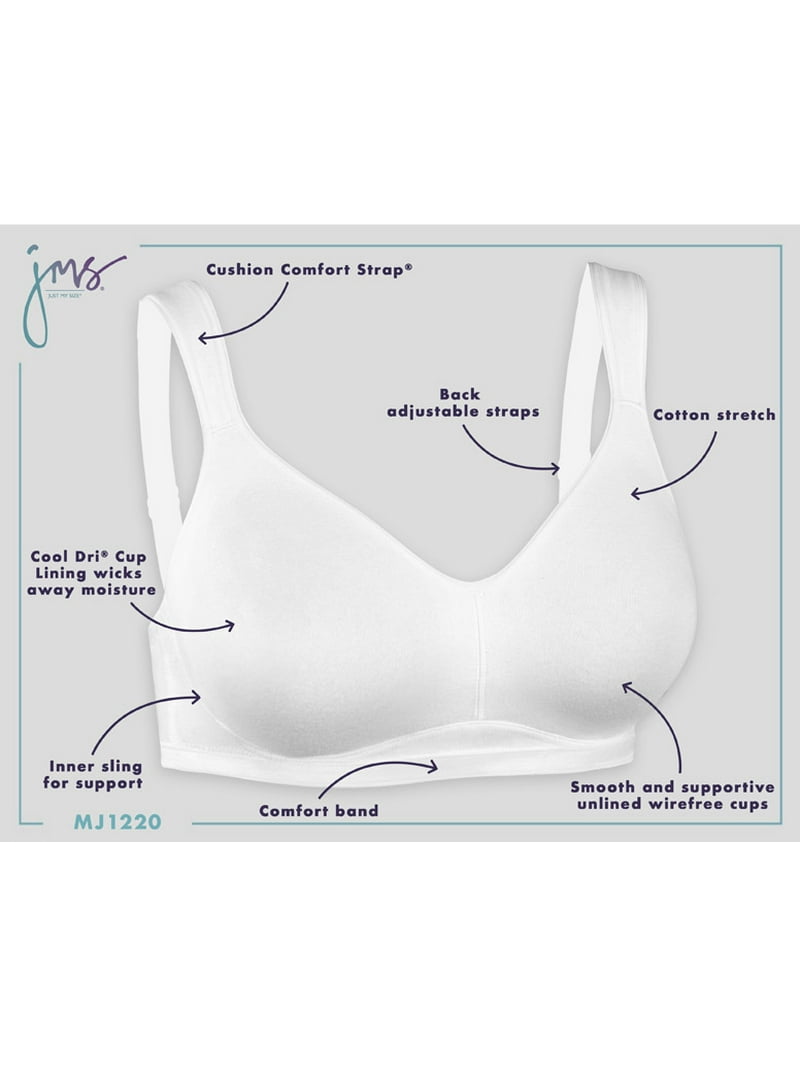 Just My Size Women's Pure Comfort Wireless Stretch Cotton Active