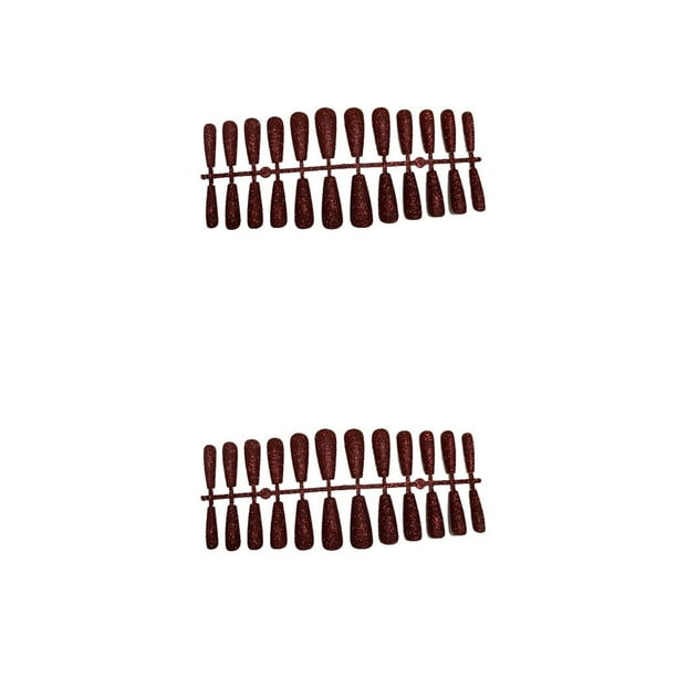 Vogacara 24 piezas de polvo brillante para uñas postizas cubierta completa en forma de T rojo oscuro 2piezas