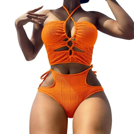 Durtebeua Bikini Set for Women Sporty Two Piece Swimsuits Women\ s Sexy Thong Bottom Gift for her
