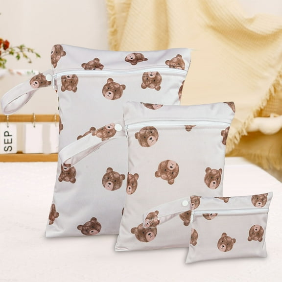 kchsji Reusable Wet Dry Bag Set, 3pcs Washable Travel Bags with Zipper and Handle Strap, Wet Dry Bag, Multipurpose Organizer for Gym, Pool, Baby Diapers, Nursery, Yoga, Beach and Swimming Storage