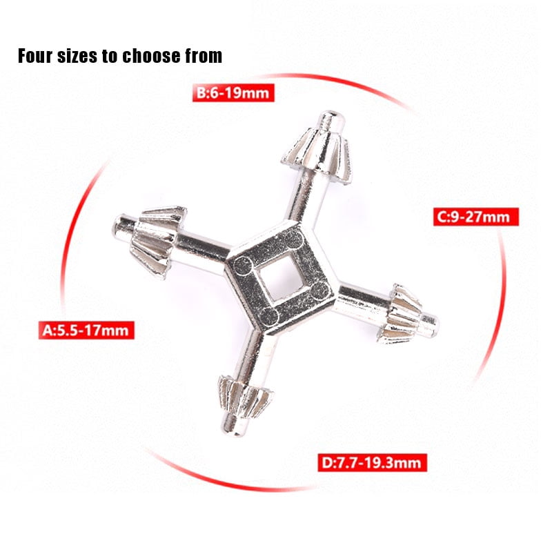 4 Way Drill Press Chuck Key Size 3/8" 1/2" Chucks Universal Combination