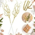 thumbnail image 5 of NOGIS 30pcs Glitter Curly Christmas Spray Artificial Twigs Branches Christmas Leaves Picks Stems Christmas Tree Ornaments Vase Filler for Xmas Party Gold, 5 of 7
