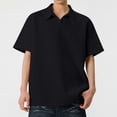 thumbnail image 1 of Playera Elvqul para Caballero Casual Negro Manga Corta Liso Solapa Botones, 1 of 4