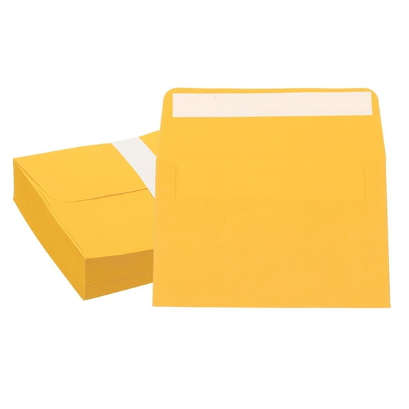 Uxcell 6x4 Inch Invitation Envelopes, 50 Pcs Flat-Flap Card Sleeves for Mailing, Dark Golden Yellow