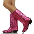 thumbnail image 4 of Soda Women's Faux Leather Cowboy Mid Block Heel Boot, PINKMET, 7.5 M US, 4 of 4