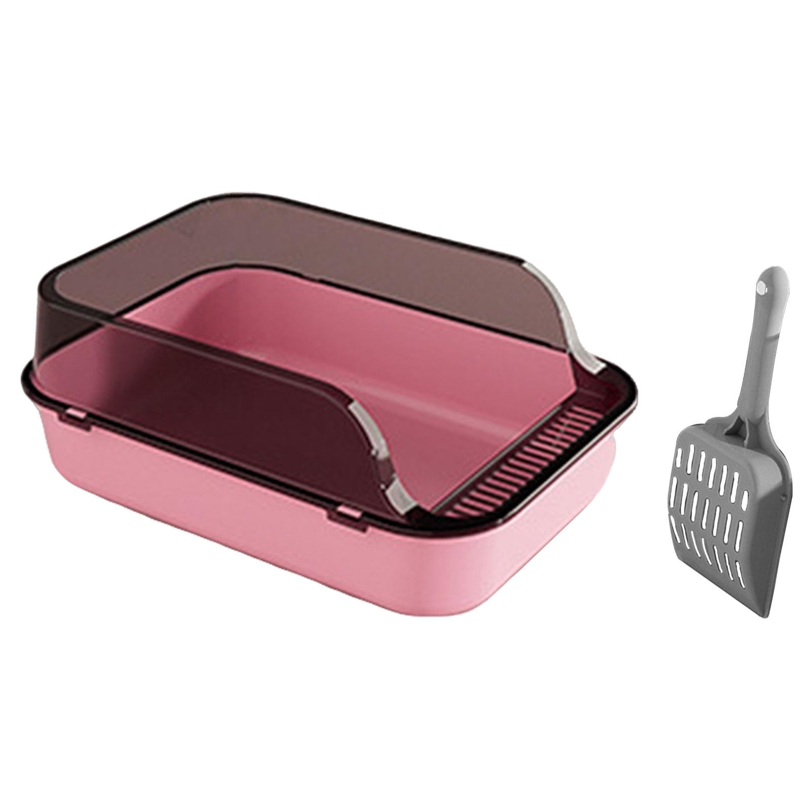 yotijay Cat Anti Splashing Kitty Litter Pan Detachable Semi Enclosed Portable Pink