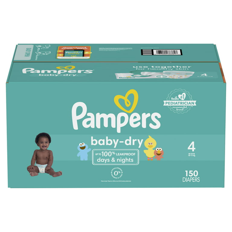 Pampers Baby Dry Extra Protection Diapers, Size 4, 150 Count 