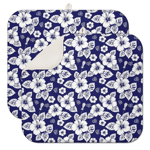Pioneer Flower Floral Print Pattern Kitchen Dish Drying Mat 1 Pack, Ultra Absorbent Microfiber Drainer Mat, 16"x18"