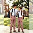 thumbnail image 3 of School Uniform for Teens Boys Baggy Joggers Pants Preppy Workout Athletic Casual Plus Size Lightweight Fall Sweatpants 3-13Y, Pink, 120, 3 of 4