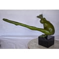 thumbnail image 2 of Nifao Acrobatic Frog Green Patina Bronze Statue Mounted on A Marble – Home Decor Sculpture, 43"L x 26"W x 20"H, 2 of 12