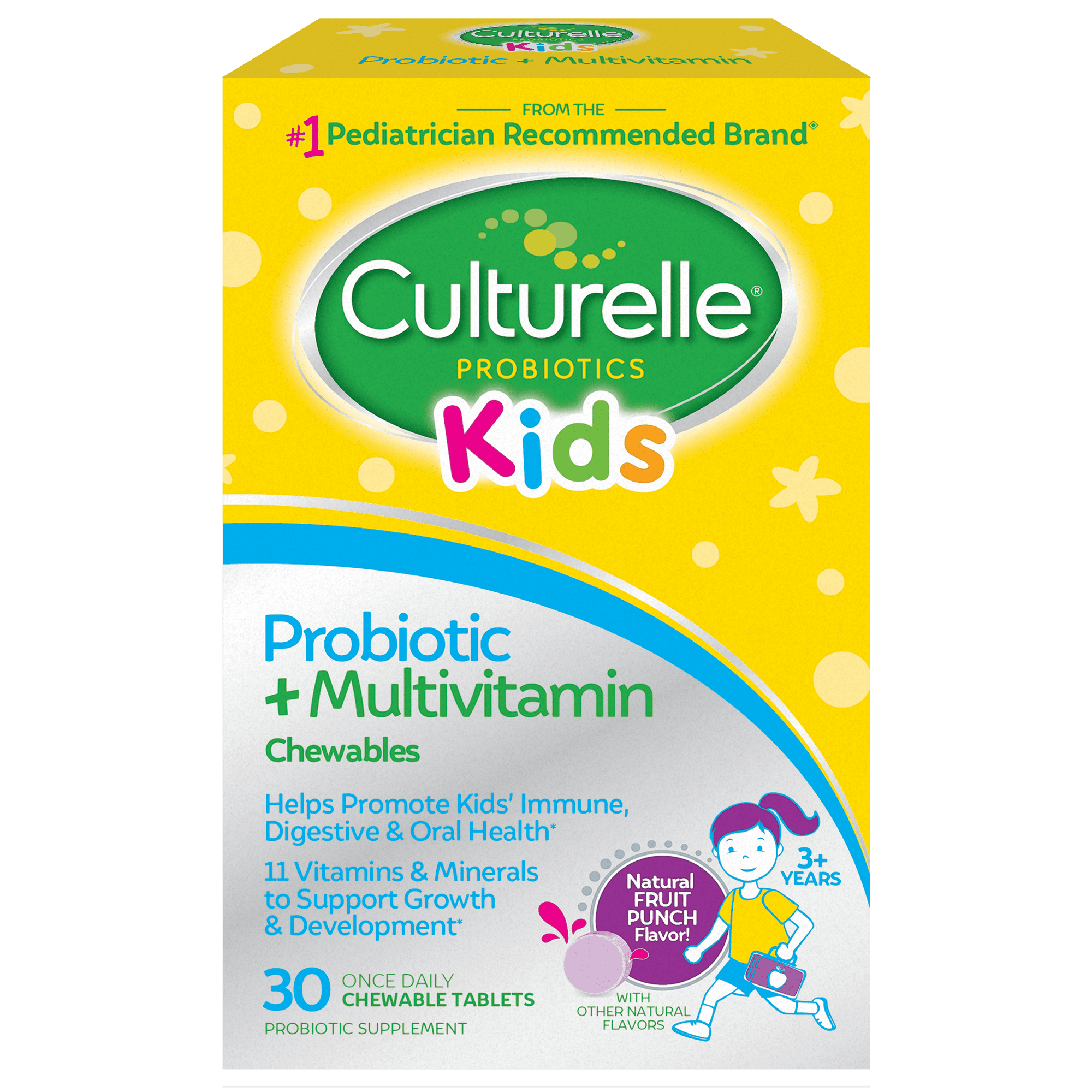 Culturelle Kids Probiotic + Complete Multivitamin For Kids 3+, 30 Chewables