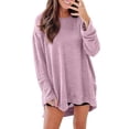 thumbnail image 1 of Breezora Haut à Manches Longues et Col Rond pour Femmes, Texture Gaufrée, Ourlet Fendu, Coupe Confortable, Chandail Décontracté, Blouse Extensible Douce, Taille g, Violet Clair, 1 of 7