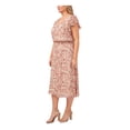 thumbnail image 3 of MSK Womens Beige Smocked Sheer Lined Floral Flutter Sleeve V Neck Midi Wear To Work Fit + Flare Dress Plus 2X, 3 of 4