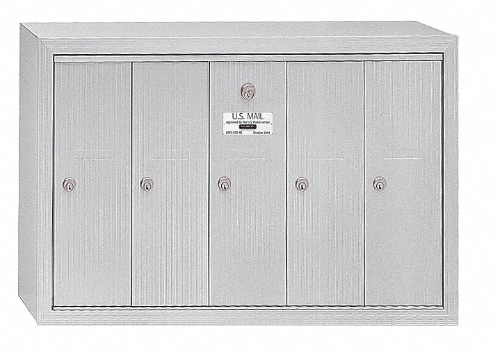 Vertical Mailbox - 5 Doors - Aluminum - Surface Mounted - USPS Access