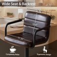 thumbnail image 4 of Bar Stools Set of 2, PU Leather Adjustable Height 360° Swivel Barstools with Backrest and Armrests, Counter Height Bar Chairs for Kitchen Island, Bar, Dining Room, Dark Brown, 4 of 13
