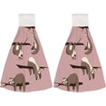 thumbnail image 2 of 1 Pcs Hanging Towels, Dish Towels Cartoon Sloths Absorbent Hand Towels with Hanging Loop Washcloth for Bathroom Kitchen, 2 of 7