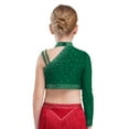 thumbnail image 2 of TTAO Kids Girls Shiny Rhinestone Ballet Modern Jazz Dance Tank Crop Tops Gymnastic Competition Shirts Dancewear Green 16, 2 of 5
