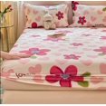 100 Cotton Bed Fitted Sheet With Elastic +2pc Pillowcases Flower