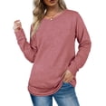 thumbnail image 2 of IROINNID Long Sleeve T-Shirts for Women Autumn Winter Solid Round-Neck Pullover Tops,Red, 2 of 7