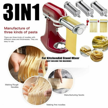WinHolder 3-Piece Pasta Roller Attachments Set for KitchenAid Stand Mixer, Noodles Maker Attachment Pasta Cutter Accessories Set