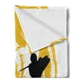 thumbnail image 2 of Japanese Soft Flannel Fleece Throw Blanket, Watercolor Style Silhouette Ninjas in the Moonlight Medieval, Cozy Plush for Indoor and Outdoor Use, 50" x 70", Vermilion Mustard, by Ambesonne, 2 of 5