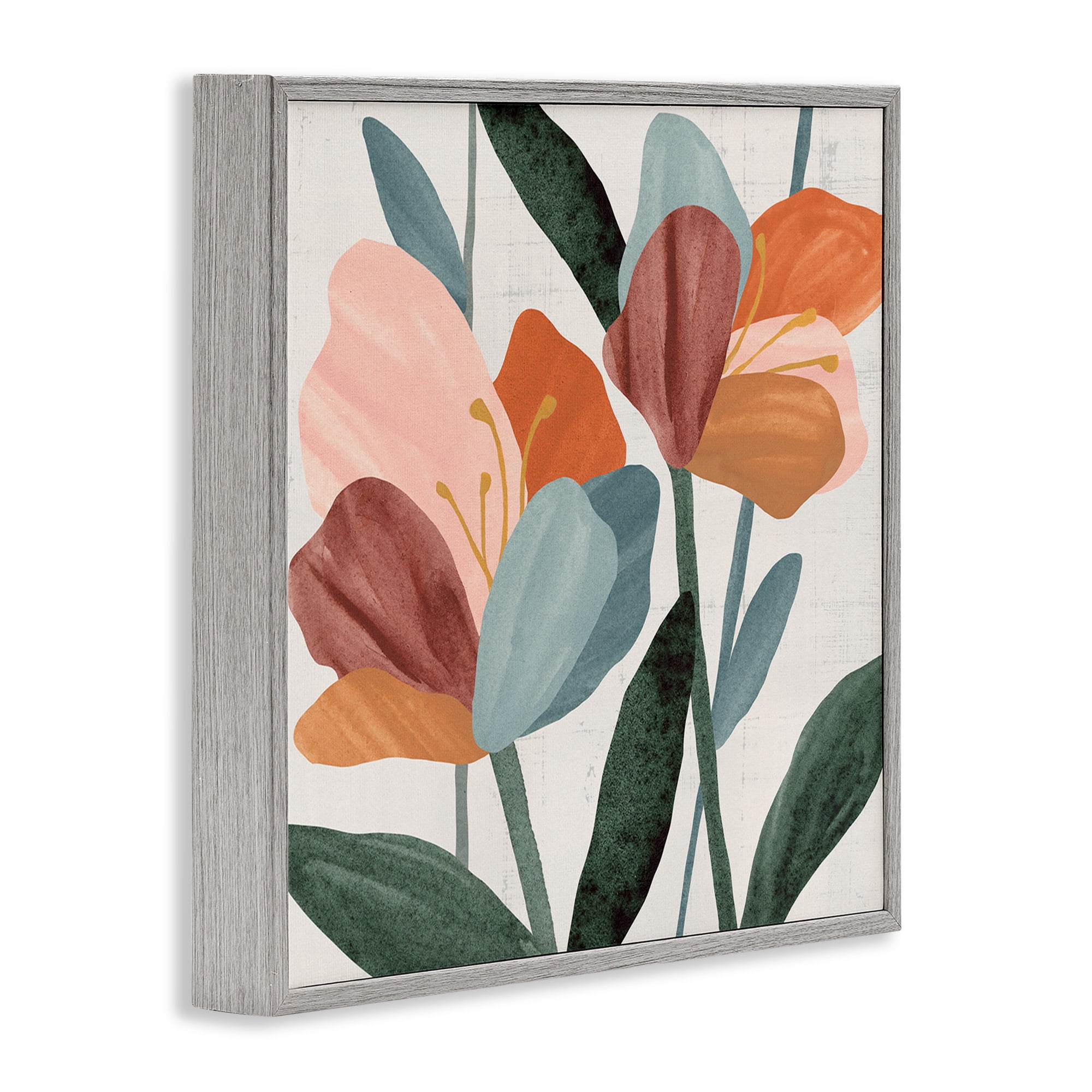 Stupell Industries Abstract Azalea Flower Petals Botanical & Floral Painting Gray Framed Art Print Wall Art, 24 x 24