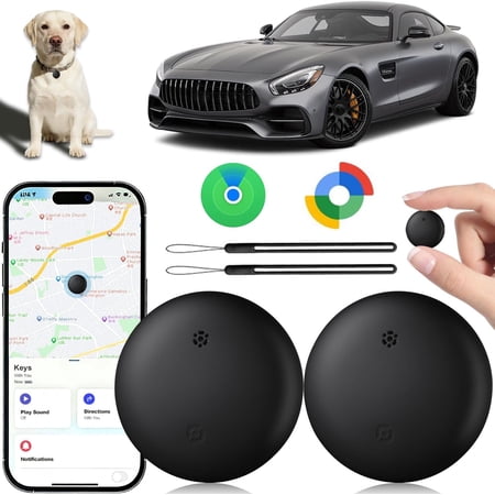 GPS Tracker for Vehicles No Subscription, Car Tracker Tag for Android & iOS, Bluetooth Tracker Device Compatible with Apple Find My & Google's Find Hub for Keys, Luggage Wallet Car Kids Pets