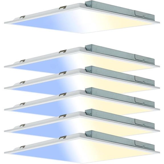 6 Pack 2x2 LED Flat Panel Lights - Light Drop Ceiling 3000K 4000K 5000K and 20W 30W 40W Selectable, 0-10v Dimmable, 100-277Vac, ETL Listed