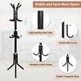 thumbnail image 3 of Coat Rack, Freestanding Coat Rack with 12 Hooks for Hats, Coats, Scarves, Handbags, Metal Coat Rack Stand for Bedroom, Hallway, Entrance, Home Office, Black, 3 of 6