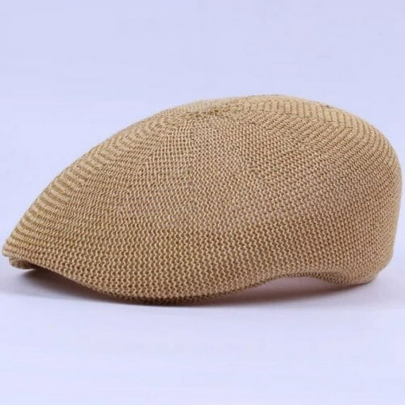 SikaFu Summer Sun Caps Men Breathable Straw Hats for Men Casual Advanced Forwader Ivy Beret Caps Male Solid Flat Berets for Men