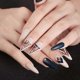 thumbnail image 3 of Uñas postizas de lujo UBIUO con pedrería, color almendra, mate, prensadas, largas, cobertura total, para mujeres y niñas, 24 unidades por juego. Nota: No., 3 of 5