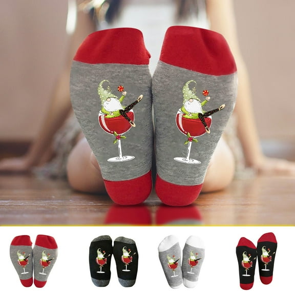 Comfortable Compression Socks for Women Winter Cotton Socks For Men And Women Personalized Red Wine Cup Casual Mid Tube Socks Ins Fashion Colored Breathable Socks
