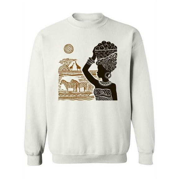 A Woman In The Savanna Sketch Sweatshirt Women -Image by Shutterstock, Female 3X-Large